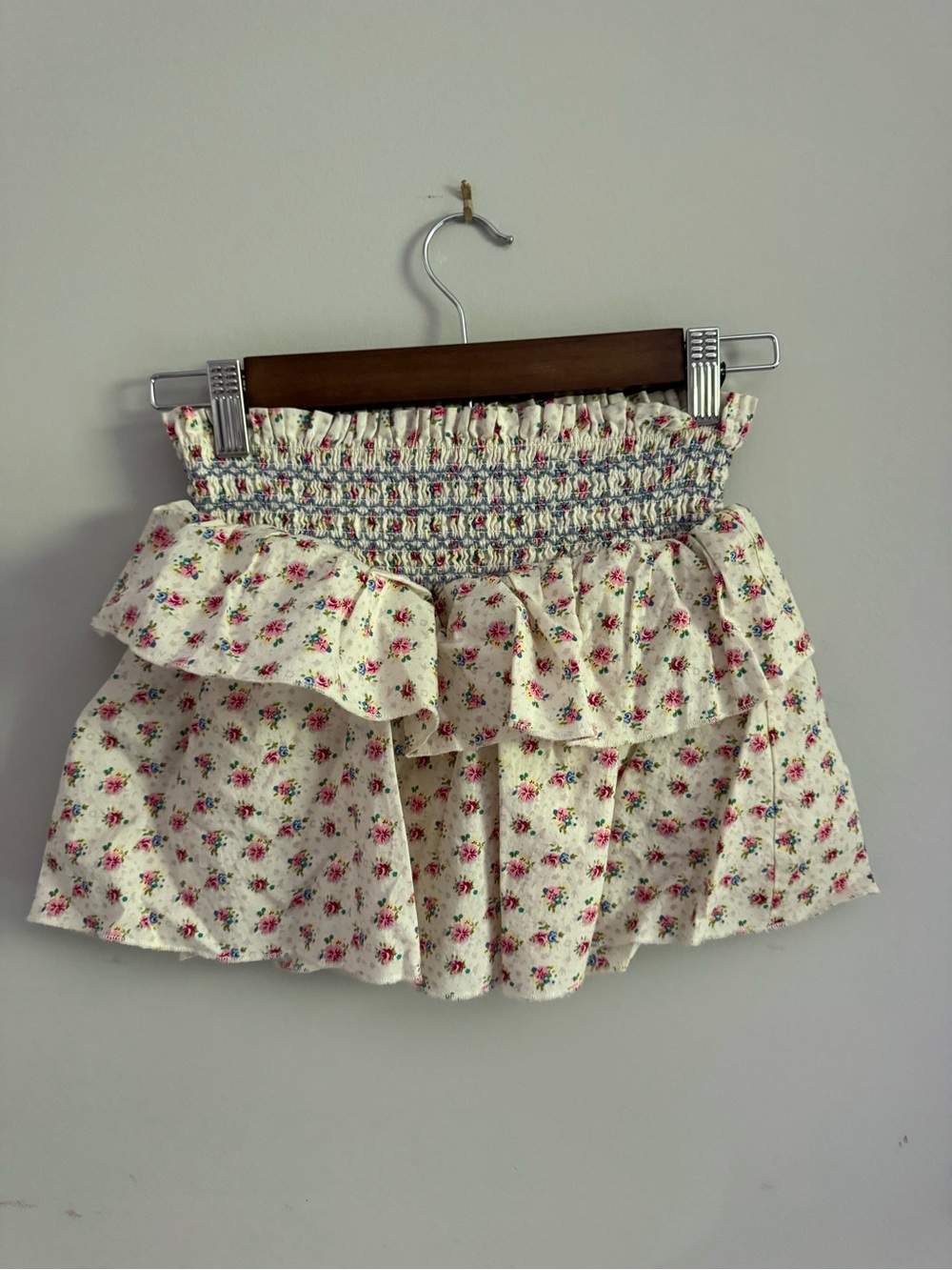Katie J NYC Cream Floral Ruffle Skirt